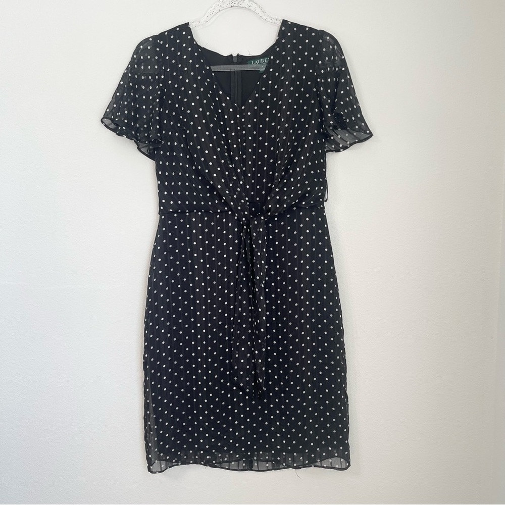 Lauren Ralph Lauren Polka-Dot Short Sleeve Day Dress Size 2 Office Casual Party